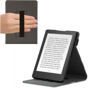 GUOP-Étui Compatible Avec Kobo Aura Edition 2 Coque - Étui À Rabat Magnétique Tablette Ereader Similicuir Avec Sangle - Taupe-Blanc-Gris Foncé - Neuf