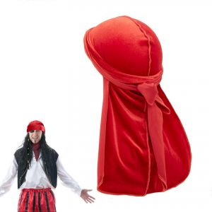 Red Pirate Foulard 100 Cm Velours De Foulard Pour Les Femmes Et Les Hommes, Pirate Des Accessoires De Costumes, Bandana Pour Robe De Fantaisie Et De Bal - Neuf