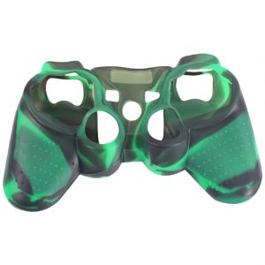 &Eacute;tui De Protection En Silicone Skin Cover Pour Manette Ps2 Ps3 - Vert Fonc&eacute; + Noir - Neuf