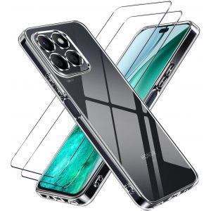 KAL-&Eacute;tui Avec 2 Verre Tremp&eacute; Compatible Avec Honor X8C Coque Protection &Eacute;cran,Transparent Antichoc Housse Silicone Film Protecteur - Neuf