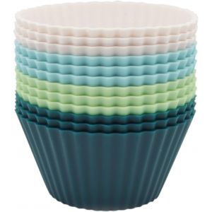 Lot De 12 Moules &Agrave; Cupcakes En Silicone R&eacute;utilisables, Format Standard, Sans Bpa, Compatibles Lave-Vaisselle. - Neuf