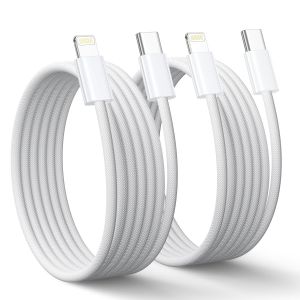 KALANKA-C&acirc;ble USB C vers Lightning 3M Lot de 2, Certifi&eacute; MFi Cable iPhone USB C Charge Rapide PD Chargeur iPhone Cable USBC Lightning pour iPhone 14 13 12 11 Pro Max/Mini/14 13 12 11 XR XS X 8 Plus 8 - Neuf