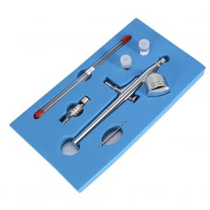 Ensemble aerographe a double action a alimentation par gravite, pistolet pulverisateur de peinture pour decoration de gateaux et nail art (470T) - Neuf