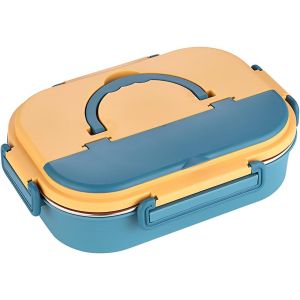 Boite A Lunch, 1200 Ml Boite Compartiment Alimentaire, &Eacute;tanche Bo&icirc;te &Agrave; Go&ucirc;ter, 4 Compartiments, Avec Bol &Agrave; Soupe Et Couverts, Pour L'&eacute;cole, Le Bureau - Neuf