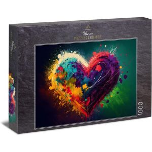 KASFL-Puzzle En Forme De Coeur Colors Of Love-Illustration De Coeur Color&eacute;e En 1000 Pi&egrave;ces De Puzzle - Neuf