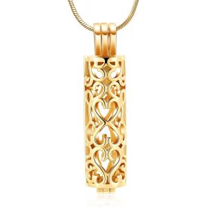Eryi-Collier Avec Pendentif Urne Funéraire Avec Fiole Cylindrique Creuse - Bijou Funéraire Pour Cendres - Pour Homme Et Femme - Neuf