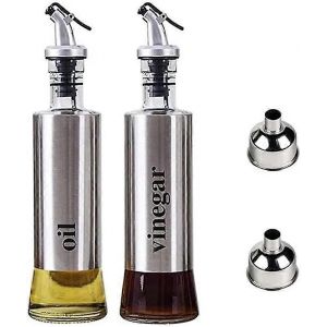 Bouteille D'huile,Ensemble De Bouteilles En Verre D'huile D'olive Et De Vinaigre,2 Distributeurs D'huile De 300 Ml - Neuf