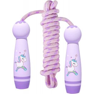 Corde &Agrave; Sauter Pour Enfants Avec Poign&eacute;e En Bois De Dessin Anim&eacute;-Corde &Agrave; Sauter R&eacute;glable Pour Enfants-Corde &Agrave; Sauter De Sport Pour Enfants-Corde &Agrave; Sauter De Vitesse Licorne Pour Gar&ccedil;ons.[K505] - Neuf