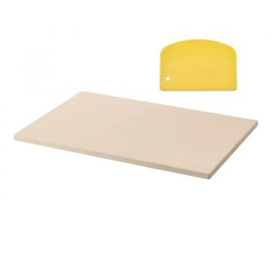 Pierre Rectangulaire en Cordi&eacute;rite-Duoku-51 x 34,5 cm-Surface de Cuisson Robuste-avec Grattoir en PP-Epaisseur de 1,7 cm - Neuf