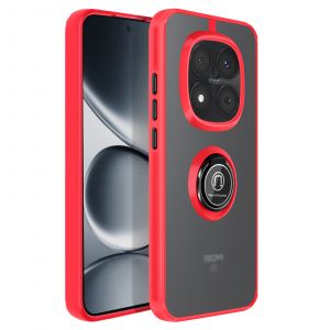 Coque pour Redmi Note 15 Pro 5G avec Anneau Magn&eacute;tique et Finition Givr&eacute;e Rouge - Neuf