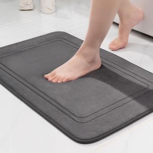 Kalanka-Tapis De Bain En Mousse &Agrave; M&eacute;moire De Forme - Tapis Salle De Bain Absorbant - Tapis De Bain Antid&eacute;rapant - Pour Salle De Bain Et Salon - 43 X 61 Cm - Gris Fonc&eacute; - Neuf
