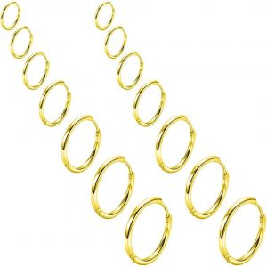 Kal-7 Paires Boucles D'oreilles Créoles, Acier Inoxydable Boucles D¿Oreilles Anneau Homme, Femme Boucles D Oreilles Or, Boucle D¿Oreille Homme Anneaux, Boucle D'oreille Femme, Boucle D Oreille Or - Neuf