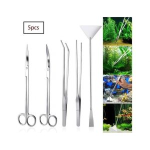 Ensemble D'outils D'aquarium En Acier Inoxydable De Qualit&eacute; Sup&eacute;rieure Pour L'entretien Des Plantes Aquatiques- Ciseaux, Pinces Et Spatule Pour Une Plantation Et Un Entretien Faciles. - Neuf
