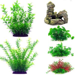 Réservoir De Poissons D'accessoires De Décorations De L'aquarium Plantes Vertes, 6pcs Vert De Réservoir De Poissons Décorations De Plantes D'aquarium Décor Aquarium Décor, Les Plantes En Plastique - Neuf