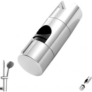 KGABERY-Support De Douchette,Support De Douchette Coulissante Orientable 90°,Support De Douche À Main,Support Pommeau De Douche Sans Perçage Argent,Convient Aux Barres De Douche De 18-25 Mm - Neuf