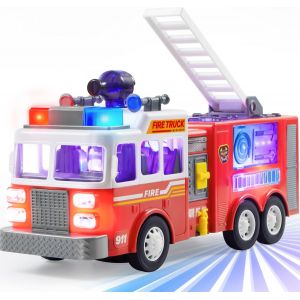 ERYI-Camion De Pompiers Voiture Pour Enfant 3 4 5 6 Ans ¿ Projections Et Sirènes À Del, Jouet Pompier Avec Interrupteur De Mode Et Contrôle Du Volume, Camion De Pompiers Pour Garçons Et - Neuf