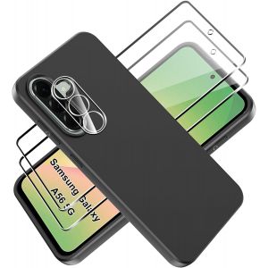 Kal-Coque Pour Samsung Galaxy A56 5g Cover + Verre Trempé Protection Écran Film+ Caméra Arrière Protecteur,Soft Tpu Housse Etui Antichoc Housse Avec Protège - Neuf
