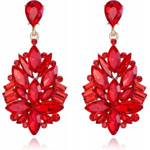 Kal-Boucles D'oreilles Cristal Pour Mariée Lustre Pendaison Clair Ton D'argent Cadeau Spécial Bijoux Femme Mariage Fête Des Mères D'anniversaire Noël Saint Valentin - Neuf