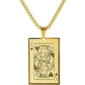 Collier Avec Pendentif En Acier Inoxydable Ic Punk Rock, Cartes &Agrave; Jouer, Poker, Plaque D'identit&eacute; Militaire - Neuf