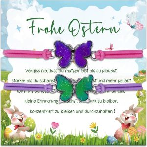 Kal-Cadeaux De P&acirc;ques Pour Enfants De 4, 5, 6, 7, 8, 9, 10 Ans, 2 Bracelets D'humeur Papillon, Couleurs Arc-En-Ciel, Changement De Couleur, Petits Cadeaux De P&acirc;ques Pour Enfants - Neuf