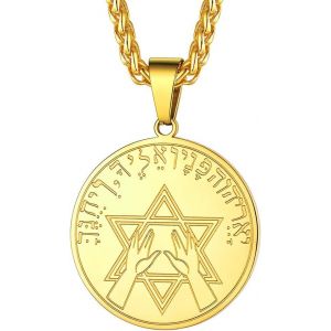 Collier B&eacute;n&eacute;diction Sacerdotale Acier Inoxydable/Or/Noir M&eacute;daille Geometrique Bijoux Amulette De Protection Pour Homme Femme - Neuf