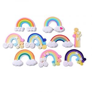 Poterie Douce Arc-En-Ciel Micro Paysage D&eacute;coration G&acirc;teau D'anniversaire Diy Mat&eacute;riel R&eacute;frig&eacute;rateur Autocollant Mobile Phone Case Accessoires (20pcs, Couleur Al&eacute;atoire) - Neuf