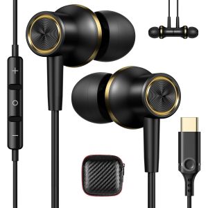 KALANKA-&Eacute;couteurs USB C Filaire pour iPhone 17 Air 16 15 Pro Max 5G, Magn&eacute;tique Intra-Auriculaires Casque Type C avec C&acirc;ble Microphone pour Galaxy A55 A35 A36 5G A54 A34 Samsung S25 iPad Pixel 10 9 X - Neuf