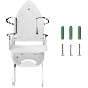 MEVRONISSHOP-Fer &agrave; Repasser Support Support de Fer &eacute;Lectrique Fer et Planche &agrave; Repasser Organisateur de Stockage &eacute;Tag&egrave;Re avec Crochets Amovibles -2 - Neuf