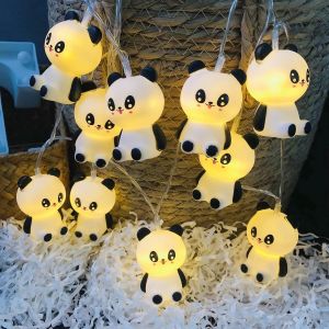 Kal-Jolies Guirlandes Lumineuses En Forme De Panda,Panda Décoratif Fée Lampe Alimenté Par Batterie Pour Fête, Noël, Halloween, Mariage (1.65m/10led, Panda) - Neuf
