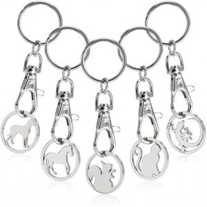 Kal-® Porte-Clés En Métal Avec Mousqueton Et Puce De Caddie Avec Divers Motifs - Neuf