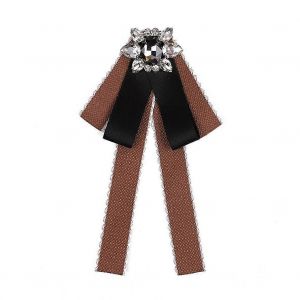 Broche Élégante En Ruban Ornée De Strass, Accessoire Mignon À Nouer Autour Du Cou Pour Le Travail Et Les Fêtes, Bijou Fantaisie Multicolore. - Neuf