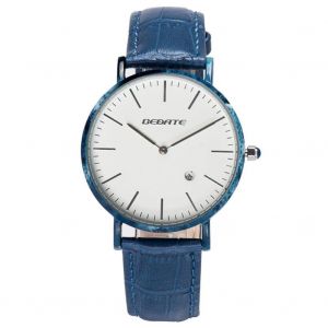 Montre En Alliage &Agrave; La Mode Cadran Rond Affichage Analogique Quartz Hommes Montre-Bracelet (Bleu) - Neuf