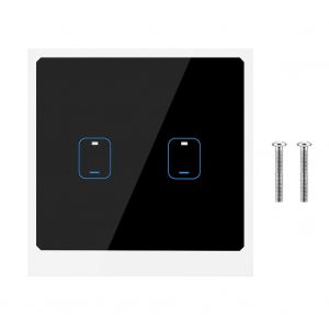 Interrupteur tactile intelligent Wi-Fi a 2 boutons, commande vocale a distance via application, prise UE 90-250 V - Neuf