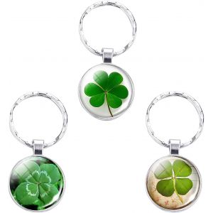 Kal-Lot De 3 Porte-Cl&eacute;s Tr&egrave;fle &Agrave; Quatre Feuilles, Pendentif En Verre Cristal Herbe Porte-Bonheur Porte-Cl&eacute;s Tr&egrave;fle &Agrave; Quatre Feuilles, Porte-Cl&eacute;s Porte-Bonheur Pour Cadeaux D'anniversaire, - Neuf