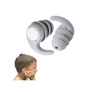 Bouchons d'oreilles en silicone pour la natation et la r&eacute;duction du bruit - Gris, 2 paires - Neuf
