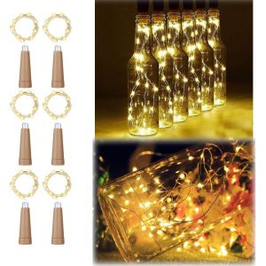 Kal-6pcs Bouteilles Lumières Avec Liège Blanc Chaud, 2m/6.5ft 20led Fairy Lights Pour Bouteilles, Toujours Éclairage, Aaa Piles Bouteille De Vin String Lights Pour Diy Bottle Party Mariage Noël - Neuf