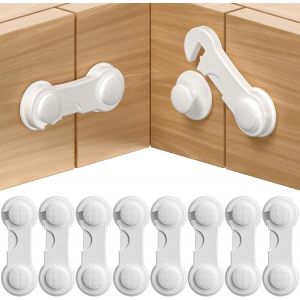 Kalanka-8 Pièces Bloque Porte Bébé, Bloque Tiroir Securite Enfant, Bloc Porte Securite Bebe, Sécurite Domestique, Securite Placard Enfant Pour Fenêtre Réfrigérateur, Adhésif Fort Sans Perçage,Blanc - Neuf