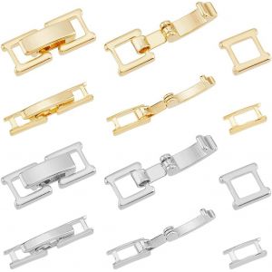 KAL-16Pcs 4 Styles Fermoirs Déployants En Platine En Laiton Doré Pour Collier Extension De Bijoux Fermoirs D'Extension Pliables Fermoirs De Bracelet De Montre Embouts De Fermeture 15Mm/16Mm - Neuf