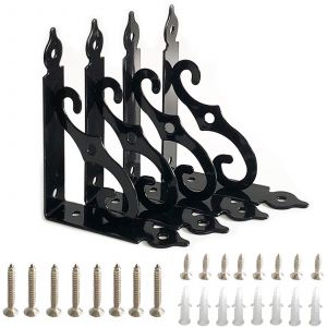 4 Pièces Equerre Etagere Murale, Équerre pour Étagere Murale en Fer, Fixation Murale En Forme De L Support, pour le Support deMontage Mural, le Jardin, la Décoration de Bricolage(Noir) - Neuf