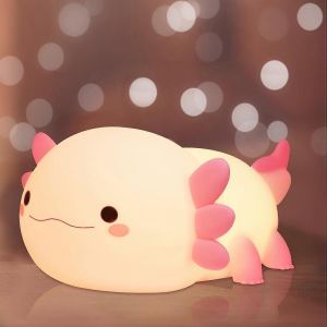 Veilleuse Axolotl Mignonne Pour Enfants, Veilleuse Led Tactile En Silicone Souple, Decoration De Chambre D'enfant Comme Cadeau D'anniversaire De Noel - Neuf