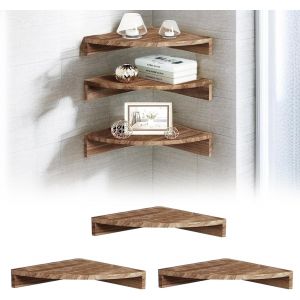 Lot De 3 &eacute;tag&egrave;re d'angle, Diam&egrave;tre 28 cm Etagere Murale Bois Etagere Angle avec extr&eacute;mit&eacute; Arrondie De Cuisine Murales Suspendues Petites &Eacute;tag&egrave;res Murales en Forme D'&eacute;ventail pour Salon Cuisine - Neuf