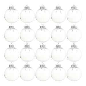 20 pi&egrave;ces de Bricolage en Plastique transparent &agrave; Remplir Ornement de No&euml;l Avec des Boules Amovibles en M&eacute;tal Argent&eacute; de la Pac, compatible Chri - Neuf