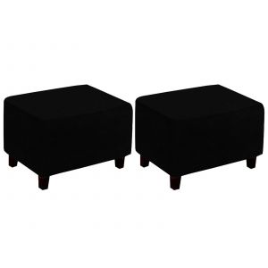 Housse De Coussin Rectangulaire Pour Pouf - Noir (Lot De 2) - Neuf