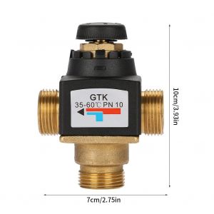 Vanne melangeuse thermostatique 3 voies DN20 en laiton a filetage male pour chauffe-eau solaire - Neuf