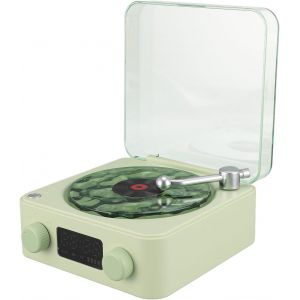 lbgwp60-Haut,Parleur Bluetooth Style Tourne,Disque, Portable Avec Veilleuse, Affichage De L'Heure Et Stéréo, Pour Chambre, Bureau, Fête Avec Batterie 1500Mah - Neuf