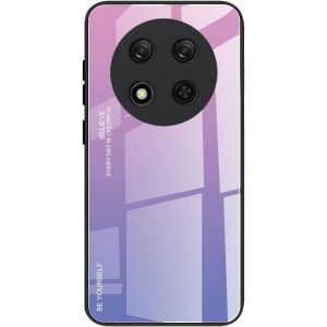 Kal-Coque Pour Honor Magic 7 Lite 5g (Magic7 Lite) / X9c, Etui Dégradé De Couleur Verre Trempé Back Coque + Souple Silicone Tpu Case Cover Protection Antichoc Housse (Violet) - Neuf