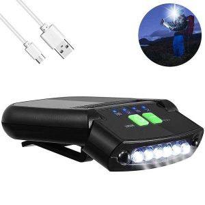 Lampe Frontale À Induction Avec Clip - 100 Lumens, Étanche, Avec Contrôle Gestuel, Rechargeable Par Usb, Légère Pour Activités De Plein Air - Neuf