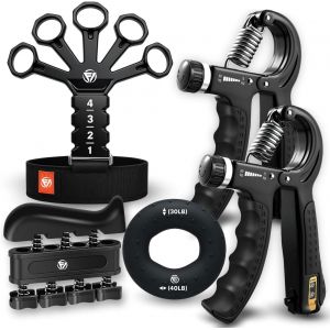 Asas-Entraîneur De Main Et Doigts Réglable ¿ Set De 5 Pièces Avec Compteur ¿ Grip Trainer,Extenseur Silicone,Bande De Poignet ¿ Entraînement Maison Et Bureau - Neuf