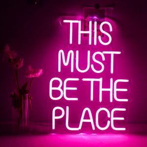 This Must Be The Place Enseigne Au Neon Pour La Décoration Murale,Mots Roses Au Néon,Rose Led Néon Mur Signe Décor Pour Chambre Enfants Chambre Maison Bar Rose Néon Signe Pour Mariages Fête - Neuf