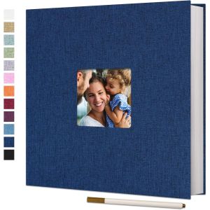 Tianyi-Grand Album Photo Adhésif Scrapbooking 40 Pages Lin Relié Livre Photo Diy Longueur 33 X Largeur 32 Cm Avec Un Stylo Métallique Bleu - Neuf